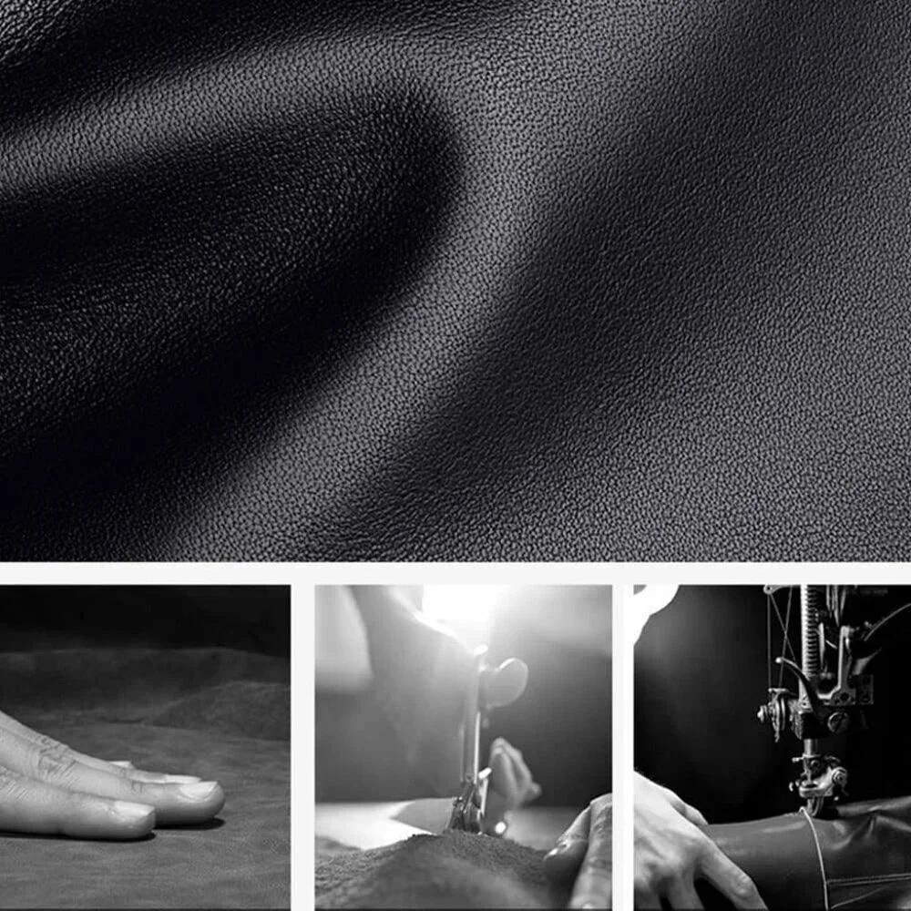 Men's Wallets Card Black Genuine Leather Slim Front Zipper Coin Pocket Design